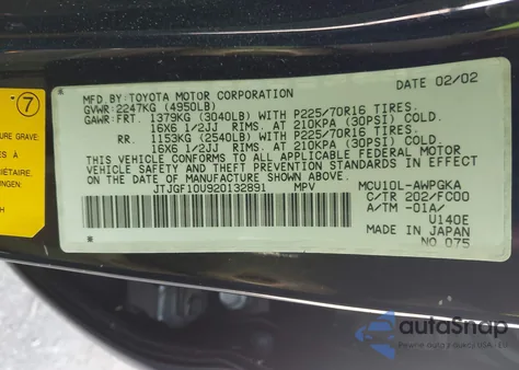 2002 Lexus Rx 300 z USA, uszkodzony, nr VIN JTJGF10U920132891